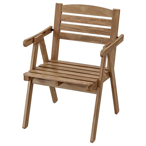 FALHOLMEN, chair with armrests, light brown