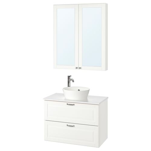 GODMORGON/TOLKEN/KATTEVIK, banyo mobilyası seti, beyaz, 82 cm