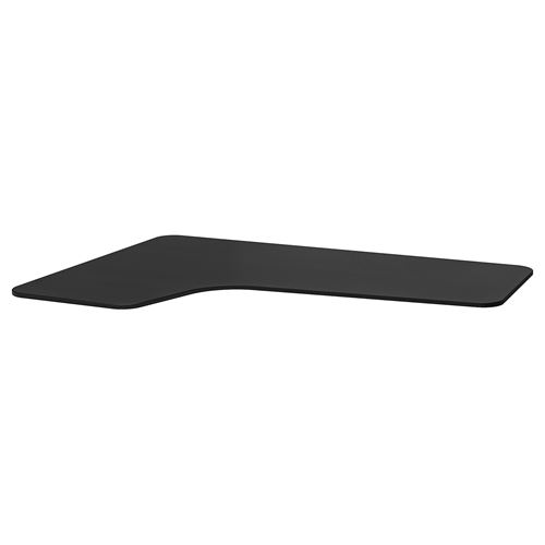 BEKANT, left-hand corner table top, black stained ash veneer, 160x110 cm