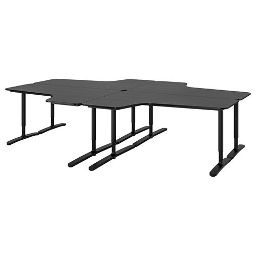 BEKANT, toplantı masası, siyah boyalı dişbudak kaplama-siyah, 320x220 cm