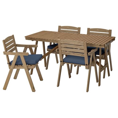 FALHOLMEN, yemek masası ve sandalye seti, gri-kahverengi