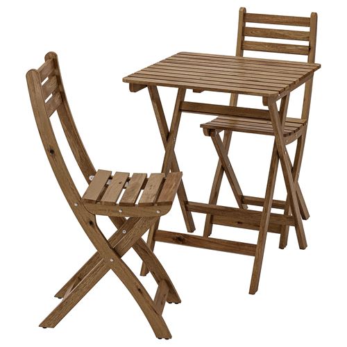 ASKHOLMEN, katlanabilir masa ve sandalye seti, açık kahverengi