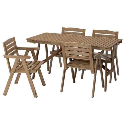 FALHOLMEN, yemek masası ve sandalye seti, açık kahverengi