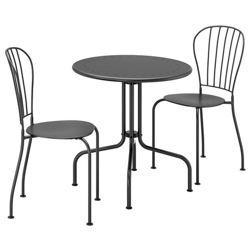 LACKÖ, masa ve sandalye seti, gri, 2 sandalyeli