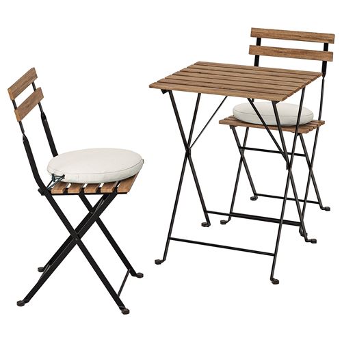 TARNÖ, katlanabilir masa ve sandalye seti, siyah-kahverengi