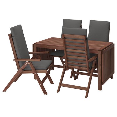 APPLARÖ, kanatlı yemek masası ve ayarlanabilir sandalye seti, kahverengi