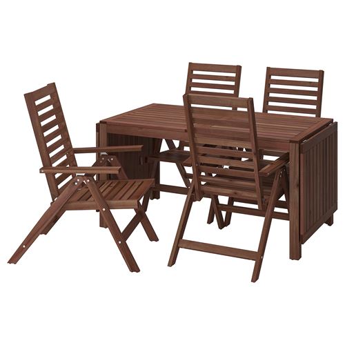 APPLARÖ, kanatlı yemek masası ve ayarlanabilir sandalye seti, kahverengi