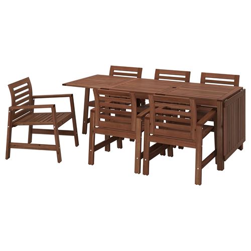 APPLARÖ, kanatlı yemek masası ve sandalye seti, kahverengi