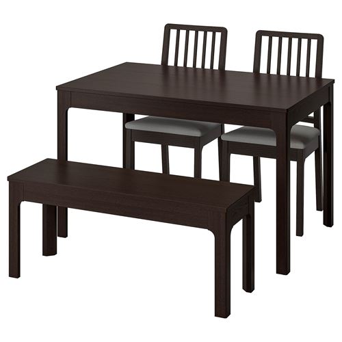 EKEDALEN, yemek masası takımı, koyu kahve-Orrsta açık gri, 2 sandalyeli