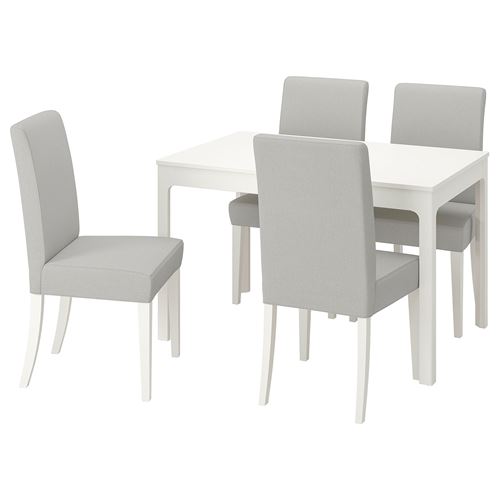 EKEDALEN/HENRIKSDAL, yemek masası takımı, beyaz-orrsta açık gri, 4 sandalyeli