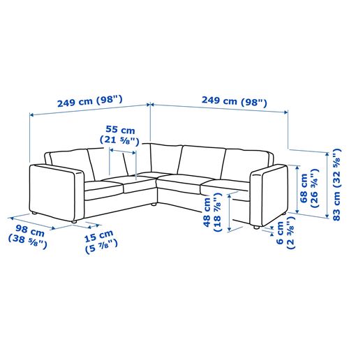 VIMLE, 4-seat corner sofa, gunnared medium grey
