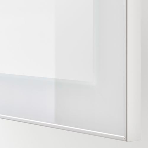 BESTA/GLASSVIK, shelving unit, white stained oak effect/white, 60x20x64 cm