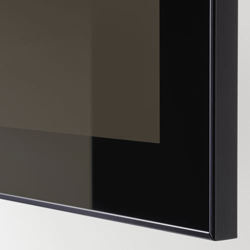 BESTA/GLASSVIK, shelving unit, black-brown-smoked glass, 60x42x38 cm