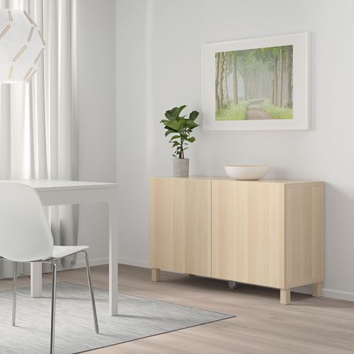 BESTA white stained oak effect 120x40x74 cm storage combination | IKEA