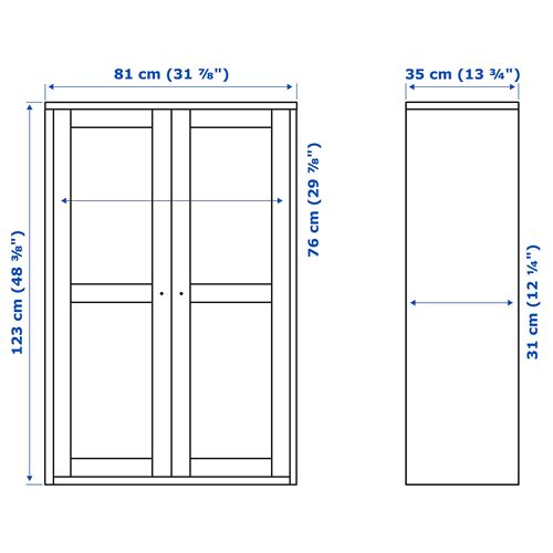 HAVSTA, glass-door cabinet, grey, 81x123x35 cm