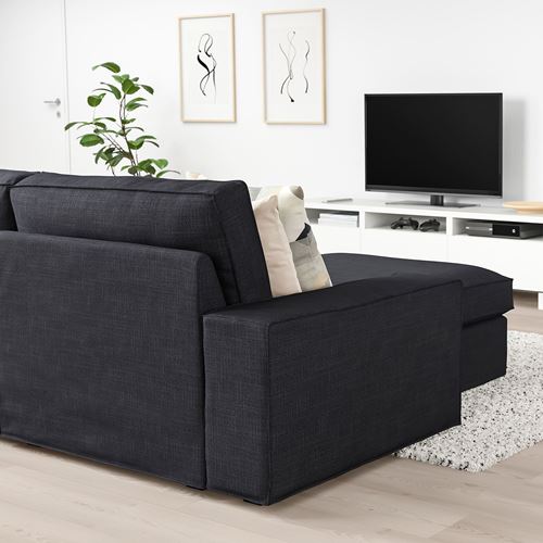 KIVIK, 3-seat sofa and chaise longue, hillared anthracite