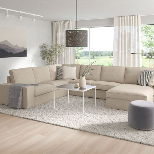 KIVIK, 4-seat corner sofa and chaise longue, hillared beige