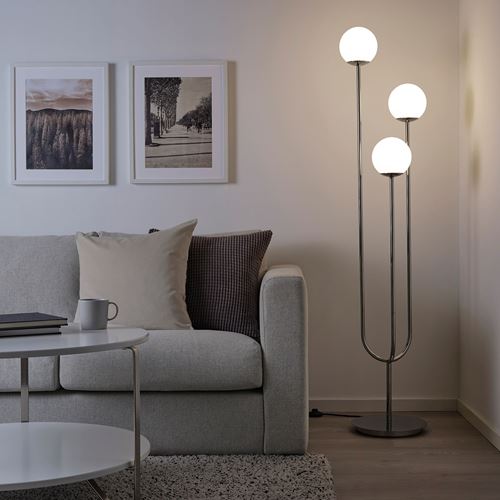 SIMRISHAMN, floor lamp, white/chrome-plated