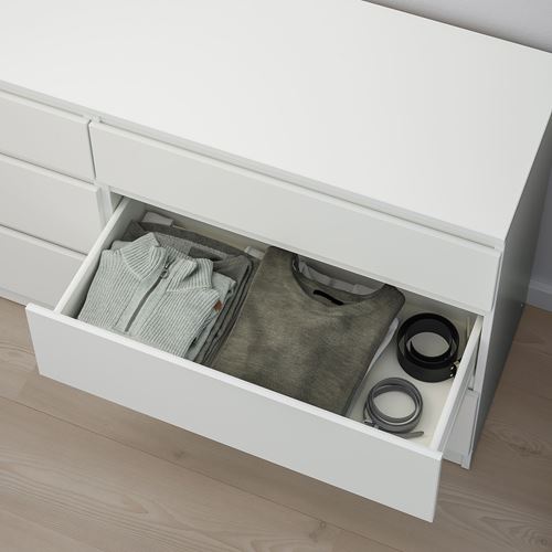 KULLEN, chest of 6 drawers, white, 140x72 cm