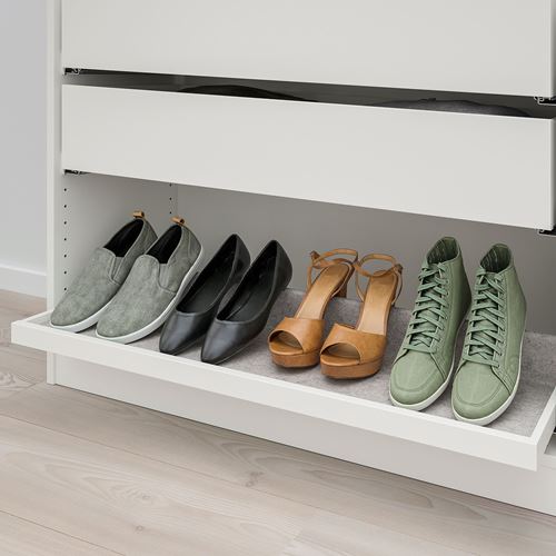 KOMPLEMENT, ayakkabı düzenleyicili sürgülü raf, beyaz-açık gri, 100x35 cm