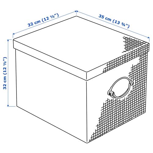 KVARNVIK, kapaklı kutu, bej, 32x35x32 cm