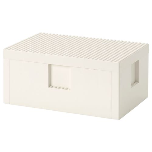 BYGGLEK, kapaklı LEGO® kutusu, beyaz, 26x18x12 cm