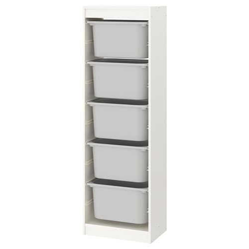 TROFAST, storage-unit, white/grey, 46x30x145 cm
