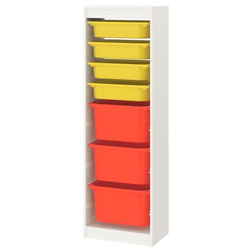 TROFAST, saklama ünitesi, beyaz-sarı-turuncu, 46x30x145 cm