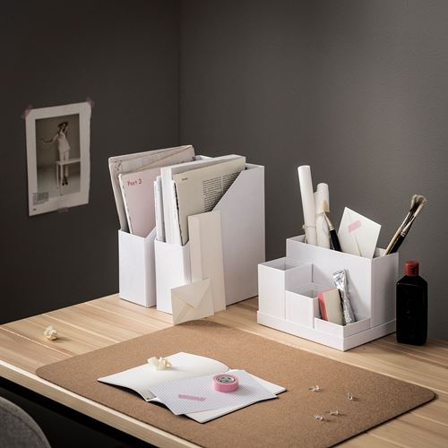 TJENA, desk organiser, white, 18x17 cm