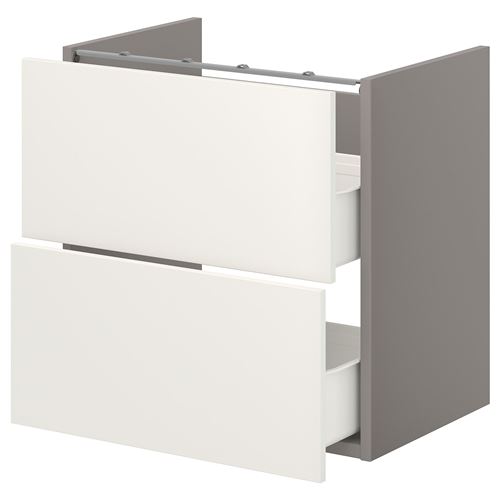 ENHET, çekmeceli alt dolap, gri-beyaz, 60x42x60 cm