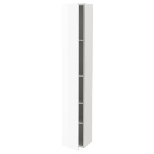 ENHET, kapaklı yüksek dolap, beyaz-parlak cila beyaz, 30x30x180 cm