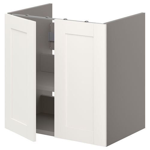 ENHET, lavabo dolabı, gri-dekoratif beyaz, 60x42x60 cm