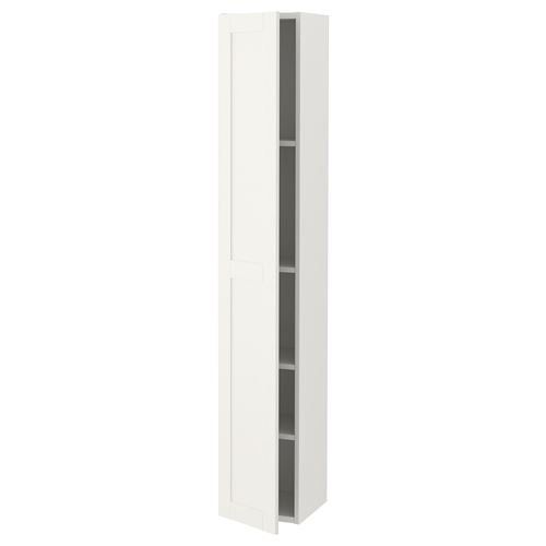 ENHET, kapaklı yüksek dolap, beyaz-dekoratif beyaz, 30x30x180 cm