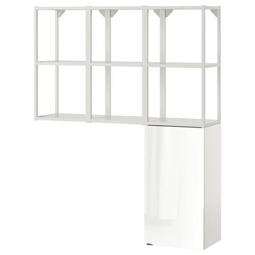 ENHET, shelving unit, white-high gloss white, 120x30x150 cm