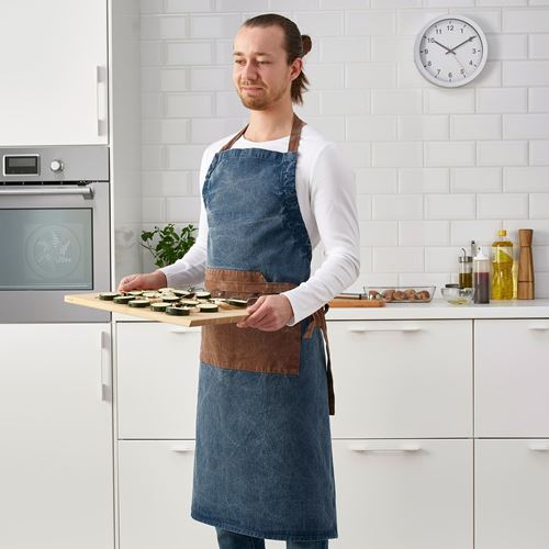 GRILLTIDER, mutfak önlüğü, mavi-kahverengi, 69x92 cm