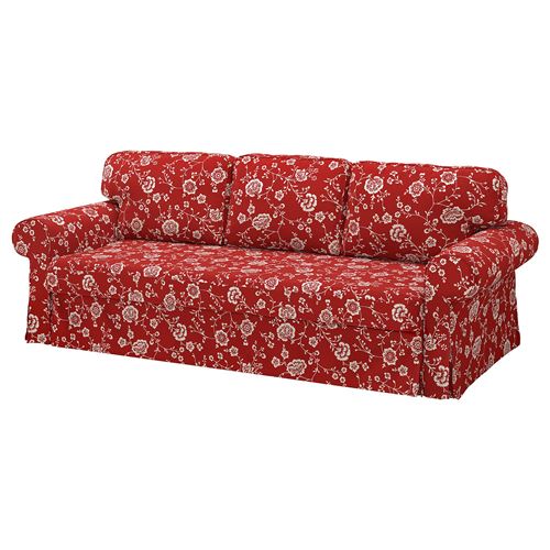 VRETSTORP, 3-seat sofa-bed cover, Virestad red/white