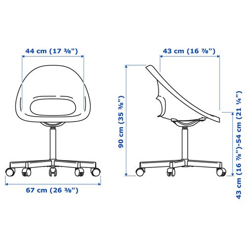LOBERGET/BLYSKAR, çalışma sandalyesi, beyaz