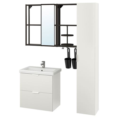  ENHET/TVALLEN banyo mobilyası seti, beyaz-antrasit