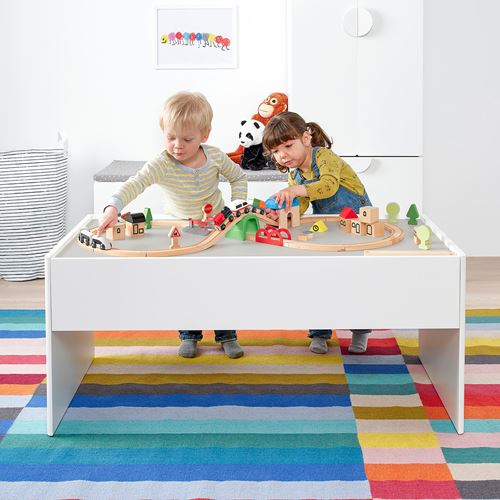 DUNDRA, children's table, white/grey, 119x5752 cm