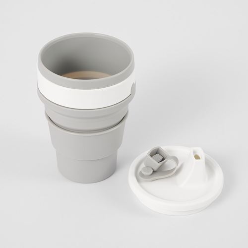 FRUKOSTMAL, travel mug, grey/white, 350 ml