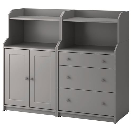 HAUGA, storage combination, grey, 139x46x116 cm