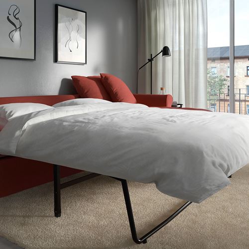 GRÖNLID, 2'li yataklı kanepe ve uzanma koltuğu, ljungen açık kırmızı