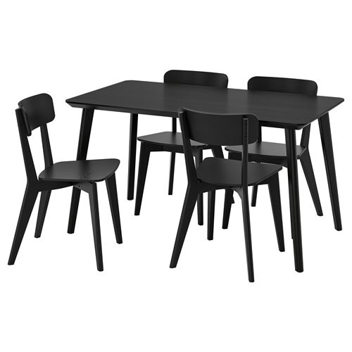 LISABO/LISABO, mutfak masası takımı, siyah, 4 sandalyeli