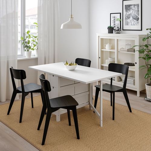 NORDEN/LISABO, mutfak masası takımı, beyaz-siyah, 4 sandalyeli