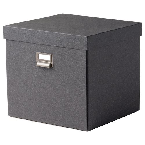 TJOG, box with lid, dark grey, 32x31x30 cm