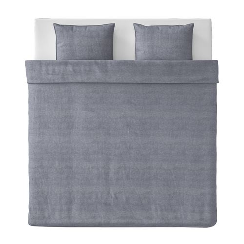 KOPPARBLAD, double quilt cover and 2 pillowcases, dark blue, 240x220/50x60 cm