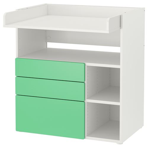 SMASTAD, alt değiştirme masası, beyaz-yeşil, 90x79x100 cm