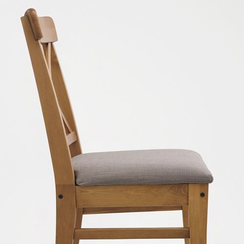 INGOLF, sandalye, antika vernik-Nolhaga gri-bej