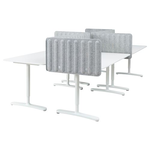 BEKANT, panelli çalışma masası, beyaz-gri, 320x160 cm