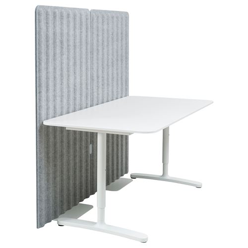 BEKANT, panelli çalışma masası, beyaz-gri, 160x80 cm